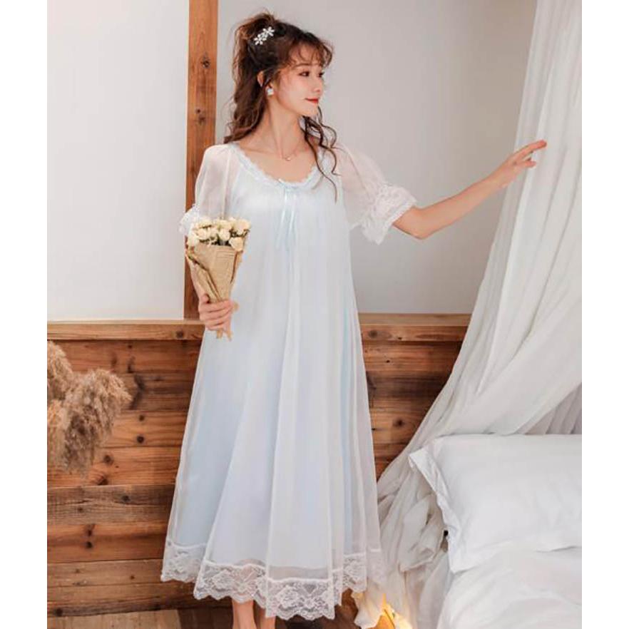 2色 ネグリジェ パジャマ レディース ロング ネグリジェ 姫 五分袖 綿 無地 レース ガウン ナイトウェアナイティ ルームウェア 女性可愛い 部屋着 ワンピース Y4429 Mooti 通販 Yahoo ショッピング