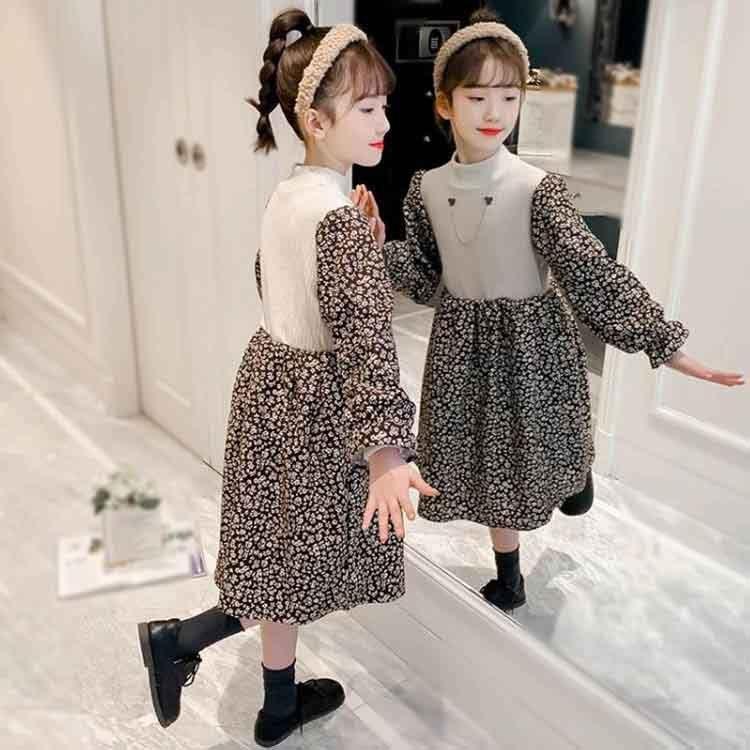 子供服 ワンピース キッズ 女の子 長袖 おしゃれ 秋冬 厚手 韓国子供服 ジュニア 膝丈ワンピース 子供ドレス Dress カジュアル 可愛い 通学着 Y4535 Mooti 通販 Yahoo ショッピング