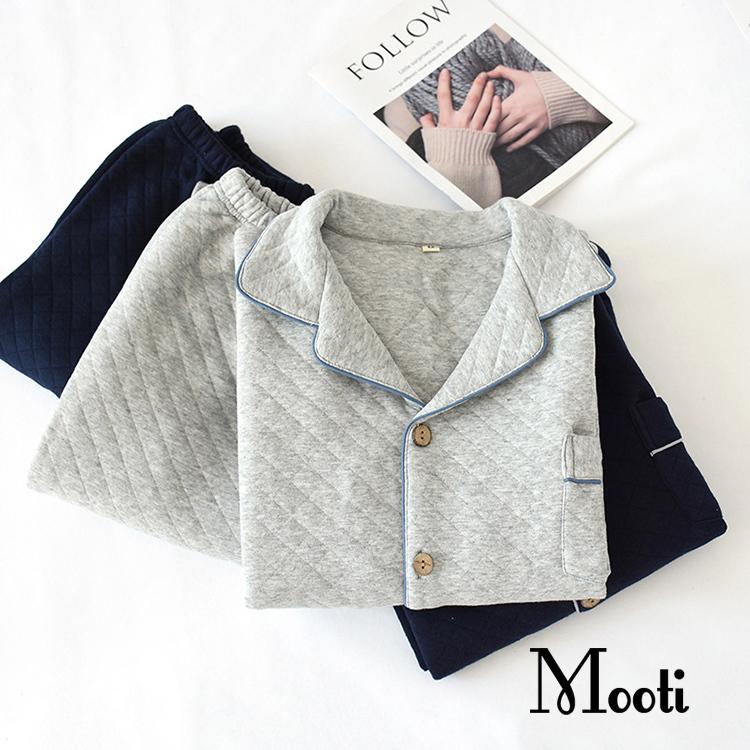 キルトパジャマ 中綿 メンズパジャマ ルームウェア 綿100 ガーゼ無地無印 カップル前開き 襟付き 長袖長ズボン上下セット 敏感肌用 部屋着 春夏秋冬用 Y Mooti 通販 Yahoo ショッピング