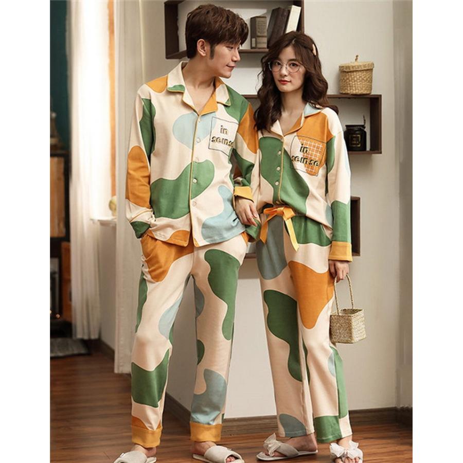 ペアパジャマ 秋 綿 パジャマ ペア 長袖 結婚祝い プレゼント ペアパジャマ カップル ペア ルームウェア 上下セット 冬 部屋着 Y Mooti 通販 Yahoo ショッピング