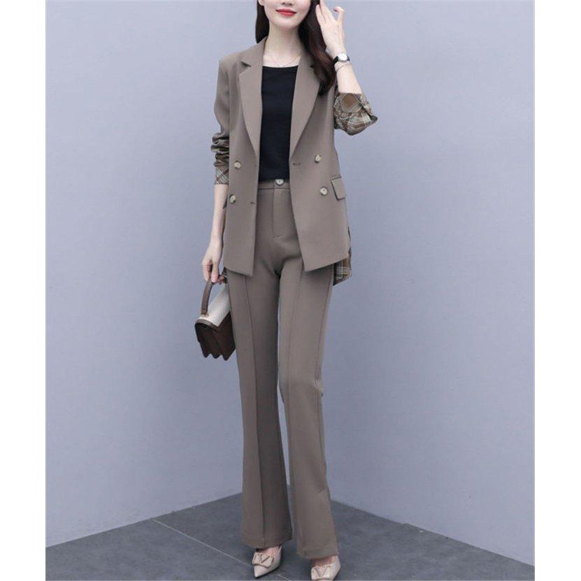 再入荷 セットアップレディース3点セットトップスカットソーフレアベストゆったり体型カバーワイドパンツスーツパンツカジュアル40代通勤ol着痩 時間指定不可 Carlavista Com