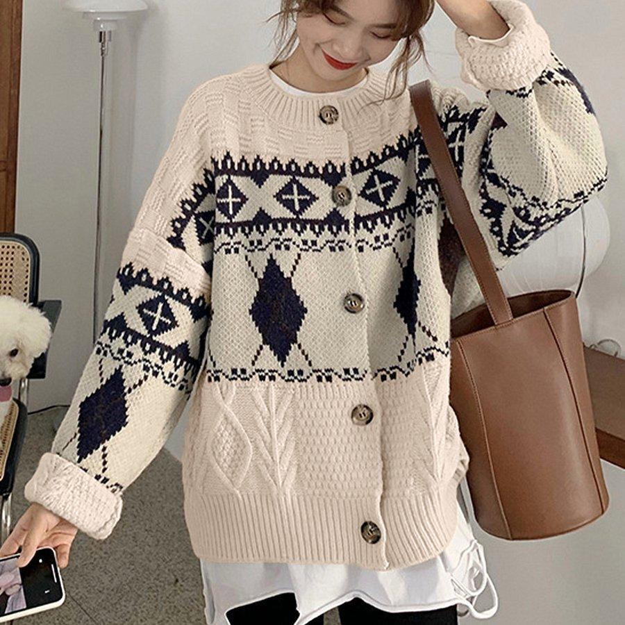 トップス 人気商品超目玉 目玉商品 ニットセーター ニットカーディガン レディース 韓国風 ニット ボタン付き 柄 長袖 ゆったり おしゃれ 通勤 着痩せ 大人 秋 冬 着痩せ 前開き セーター J6b9e2vk3d Www Boulevardrestaurants Com