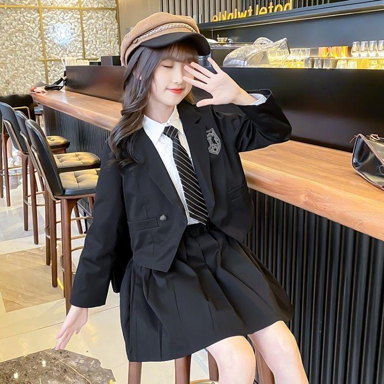 入学式 スーツ 女の子 卒園式 子供服 スーツ フォーマルスーツ ブラック ジャケット スカート ブラウス ネクタイ 七五三 発表会 カジュアル 普段着 Y Mooti 通販 Yahoo ショッピング