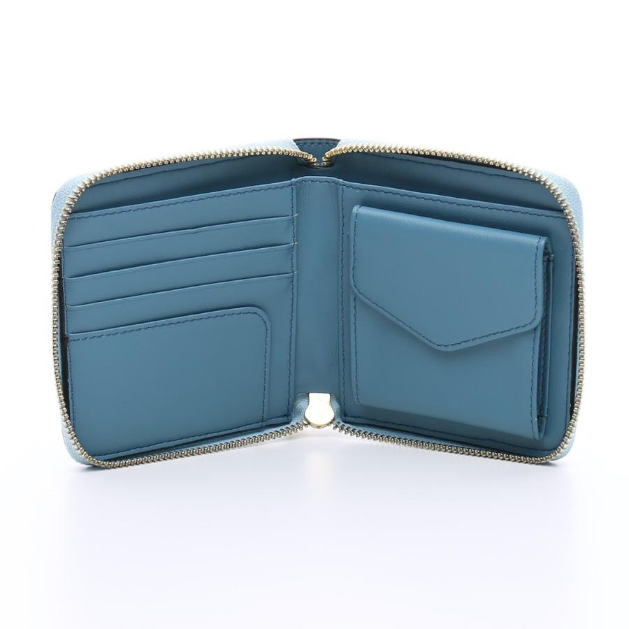 本革 バイカラー パズル 折財布 ミンクファー タッセル チャーム 付き