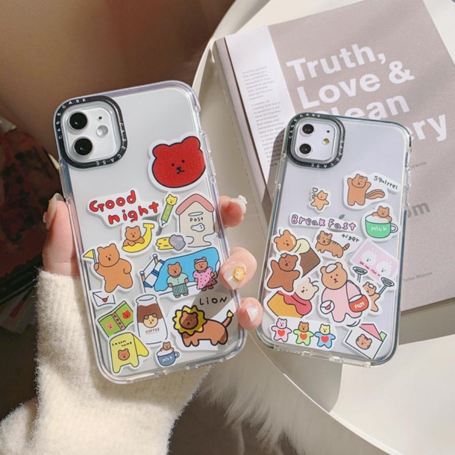 スマホケース iphone11 ケース 韓国 携帯ケース iphone se ケース iphone11pro ケース アイホン11ケース TPU クマロゴプリントクリア クリア 透明 :1102008001:セレクトショップ オンリーユー 通販 iPhone11 シリコンケース プリント