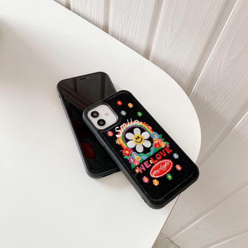 スマホケース iphone14 ケース 韓国 iphone13 ケース iphone12 ケース 携帯ケース iphone15 ケース シンプル デニム スマイル 刺繍 個性的  かわいい 女性｜onlyou｜07