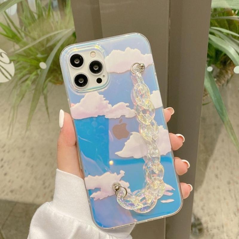 スマホケース iphone13 ケース 韓国 iphone12 ケース 携帯ケース iphone11 ケース iphone se ケース PC チェーン くも 雲 クラウド 夜空 オーロラ レディース |  | 03