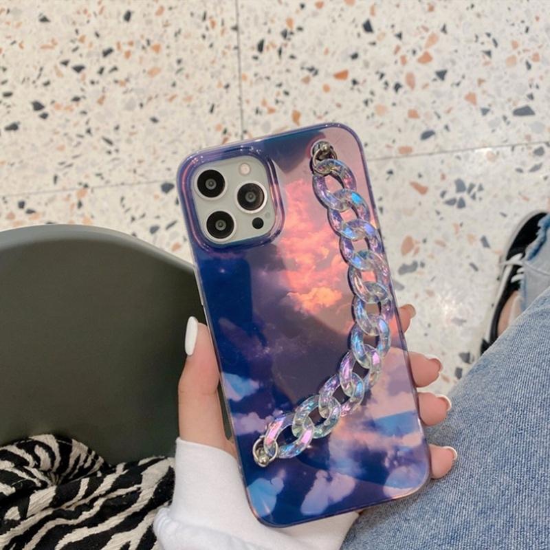 スマホケース iphone13 ケース 韓国 iphone12 ケース 携帯ケース iphone11 ケース iphone se ケース PC チェーン くも 雲 クラウド 夜空 オーロラ レディース |  | 05