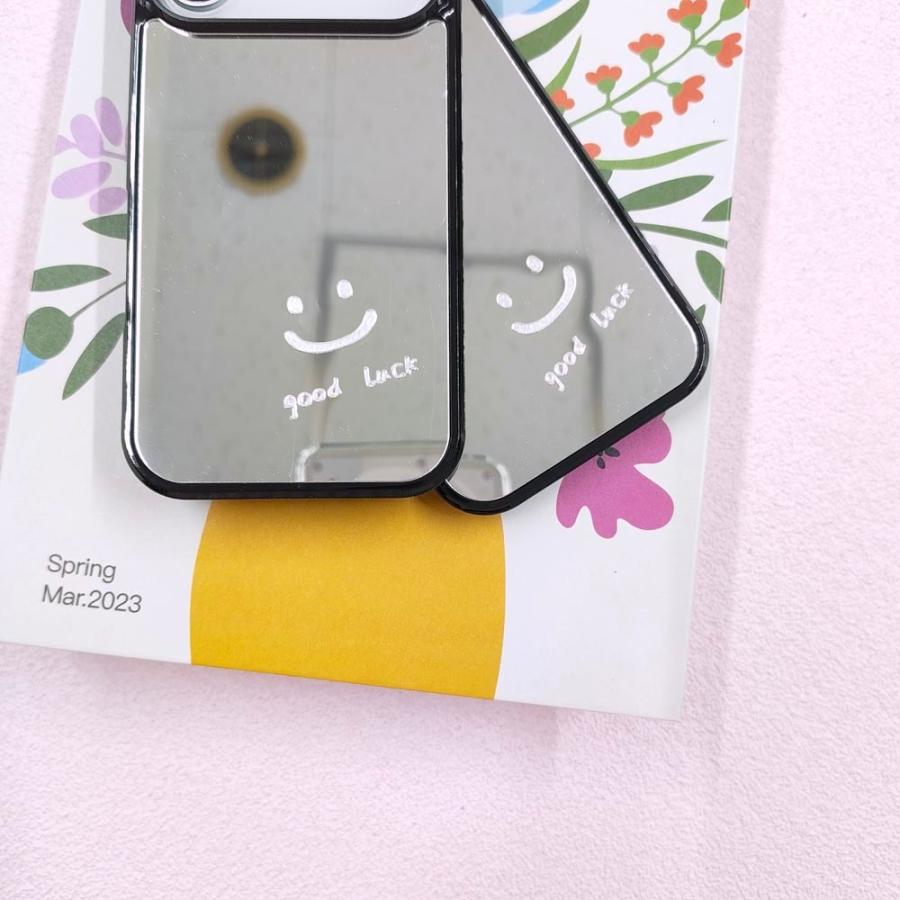 iPhone17e ケース MagSafe対応 16 15 14 ミラー 鏡付き スマイル ニコ