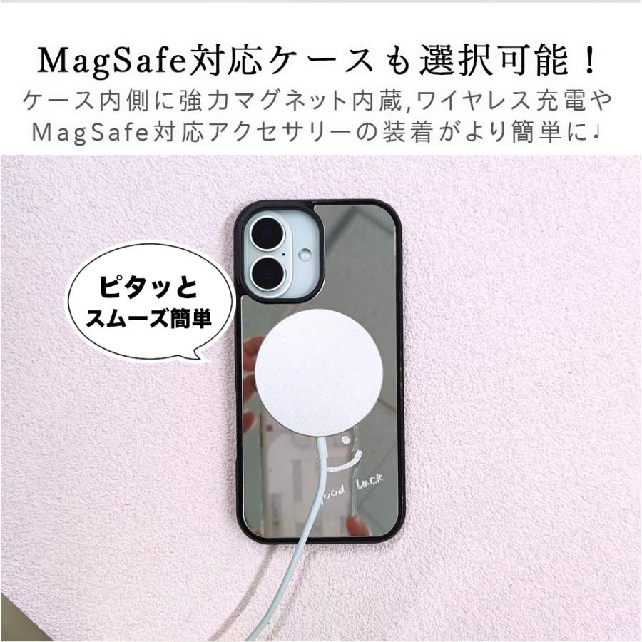 iPhone17e ケース MagSafe対応 16 15 14 ミラー 鏡付き スマイル ニコ