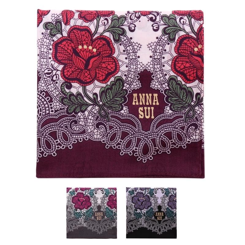 アナスイ ANNA SUI ハンカチ 花 フラワー おしゃれ かわいい ハンカチーフ 薄い 大判? ブランド レディース ギフト プレゼント お礼 お返し｜onlyou