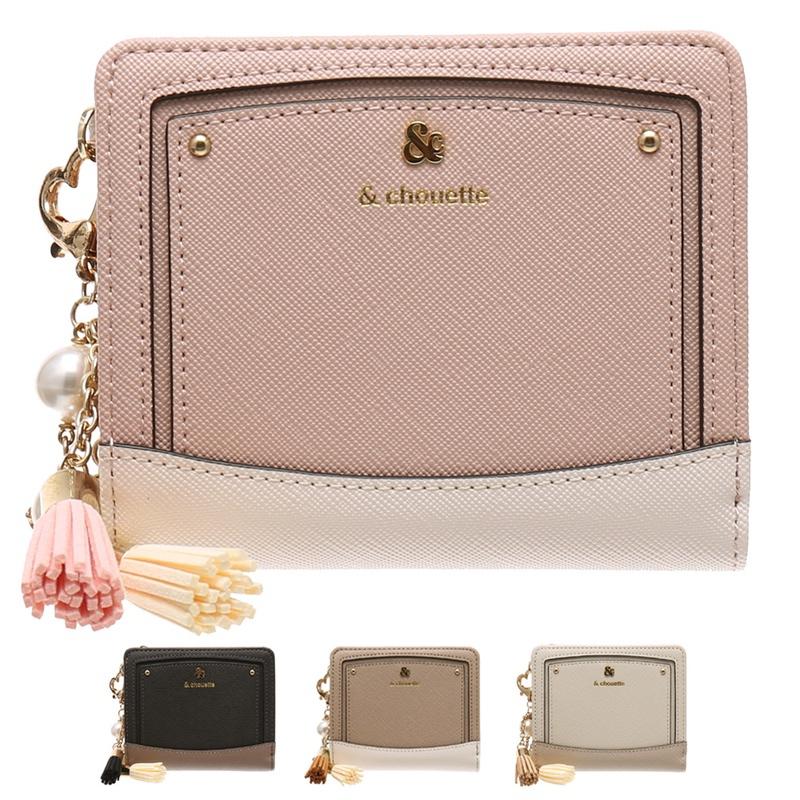 samantha＆chouette 2つ折り財布 アンドシュエット & chouette アイコン 2つ折りがま口財布 (ブラック