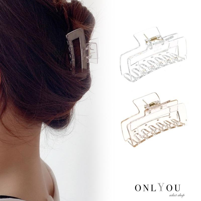 バンスクリップ ヘアアクセサリー 韓国 透明 クリア くり抜きスクエア 小さめ ハーフアップ ヘアクリップ シンプル 大人 髪留め 簡単 おしゃれ セレクトショップ オンリーユー 通販 Yahoo ショッピング