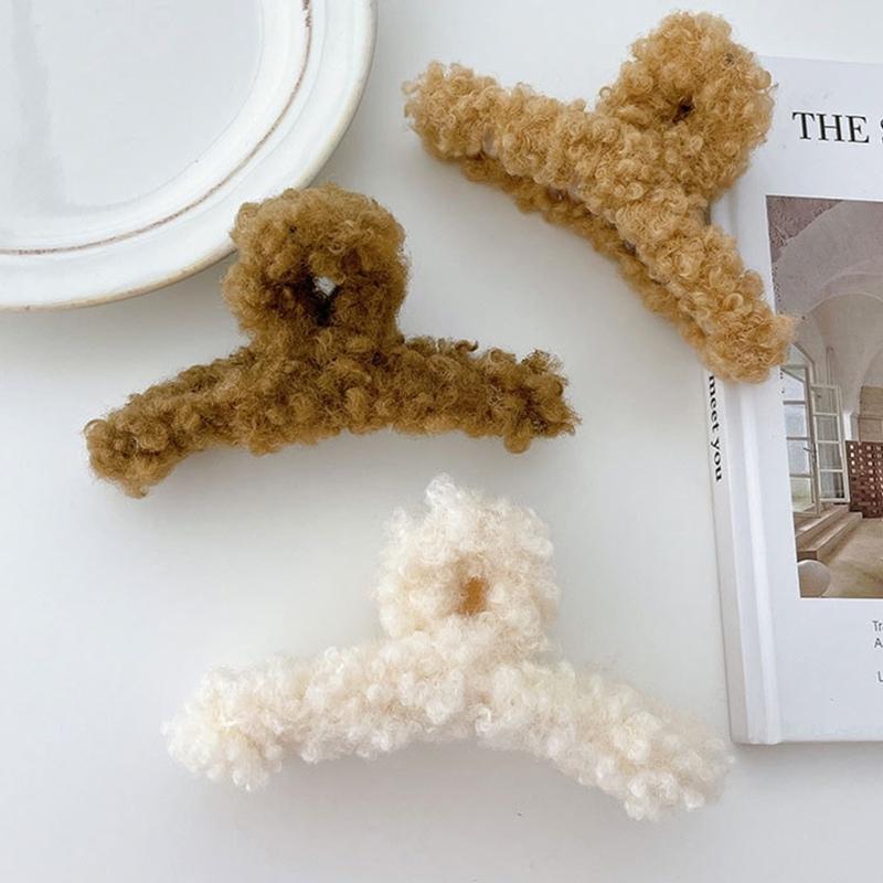 バンスクリップ ヘアアクセサリー 韓国 大きめ もこもこ 秋冬 シンプル ハーフアップ ヘアクリップ ヘアピン レディース 女性