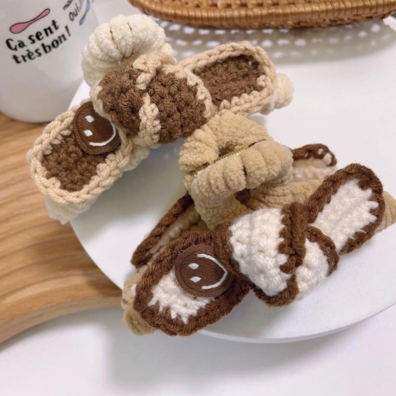 バンスクリップ ヘアアクセサリー 韓国 大きめ もこもこ 秋冬 スマイル リボン ハーフアップ ヘアクリップ ヘアピン レディース