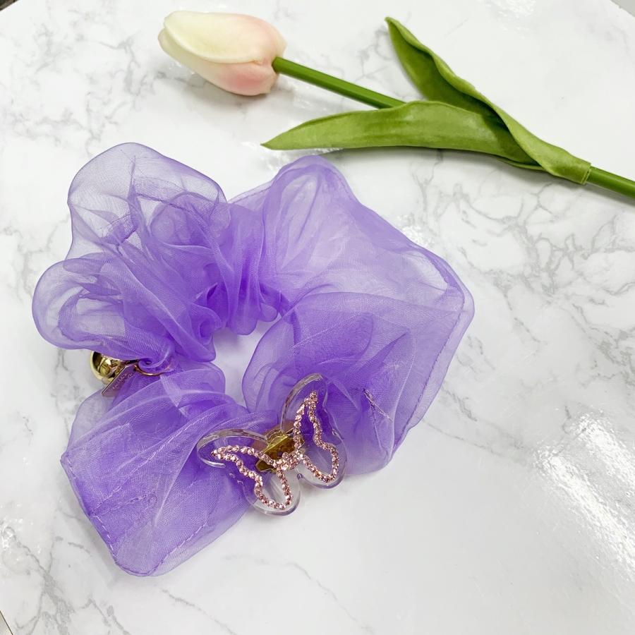 訳ありセール格安 スワロフスキー シュシュ 高級 髪飾り ゴム 上品 可愛い 蝶々 プレゼント対象商品