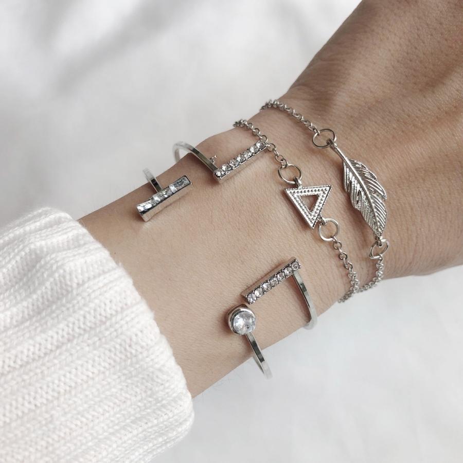 シンプル バングル 4点 5点 セット ゴールド シルバー ブレスレット