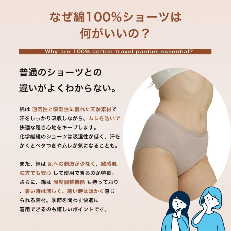 3枚セット ショーツ レディース 綿100% 下着 パンツ 旅行 洗い替え 下着 締め付けない Nestree | MKY factory | 02