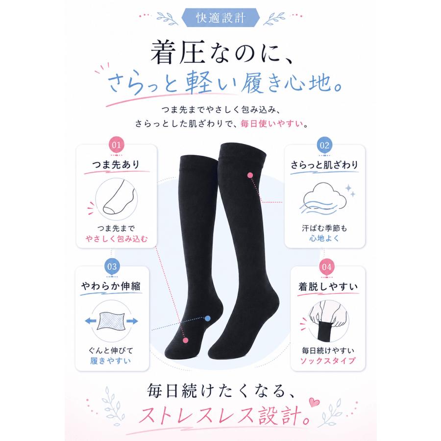 mediven 着圧ソックス SS ブラック 着圧ソックス レディース 夏用 接触冷感 強着圧 つま先あり 段階着圧
