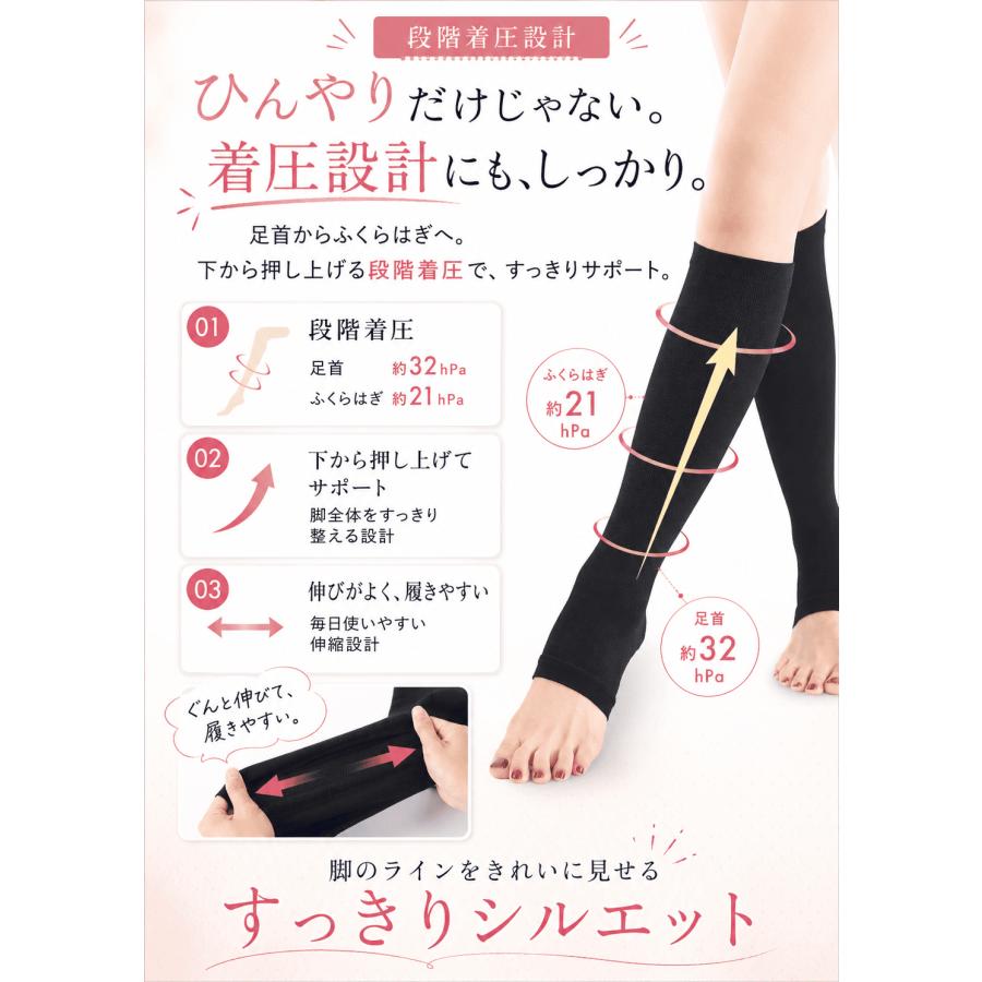 着圧ソックス 夏 接触 冷感 レディース 夏用 22-24.5cm 段階着圧