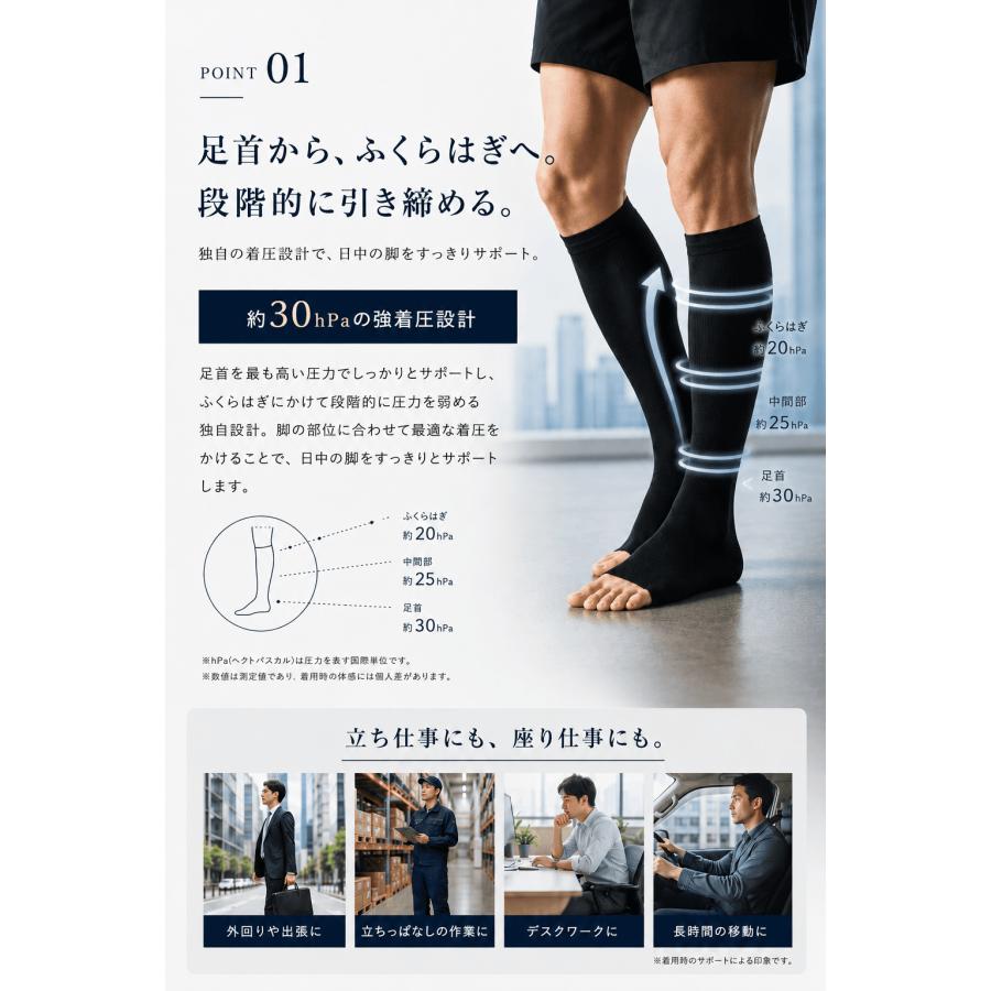 MKY Company 着圧ソックス メンズ 男性 寝る時 昼夜用 レッグ
