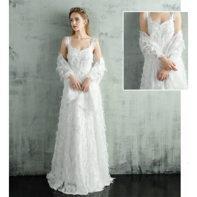 激安 大人気 キャミソール オフショルダー ウェディングドレス 白