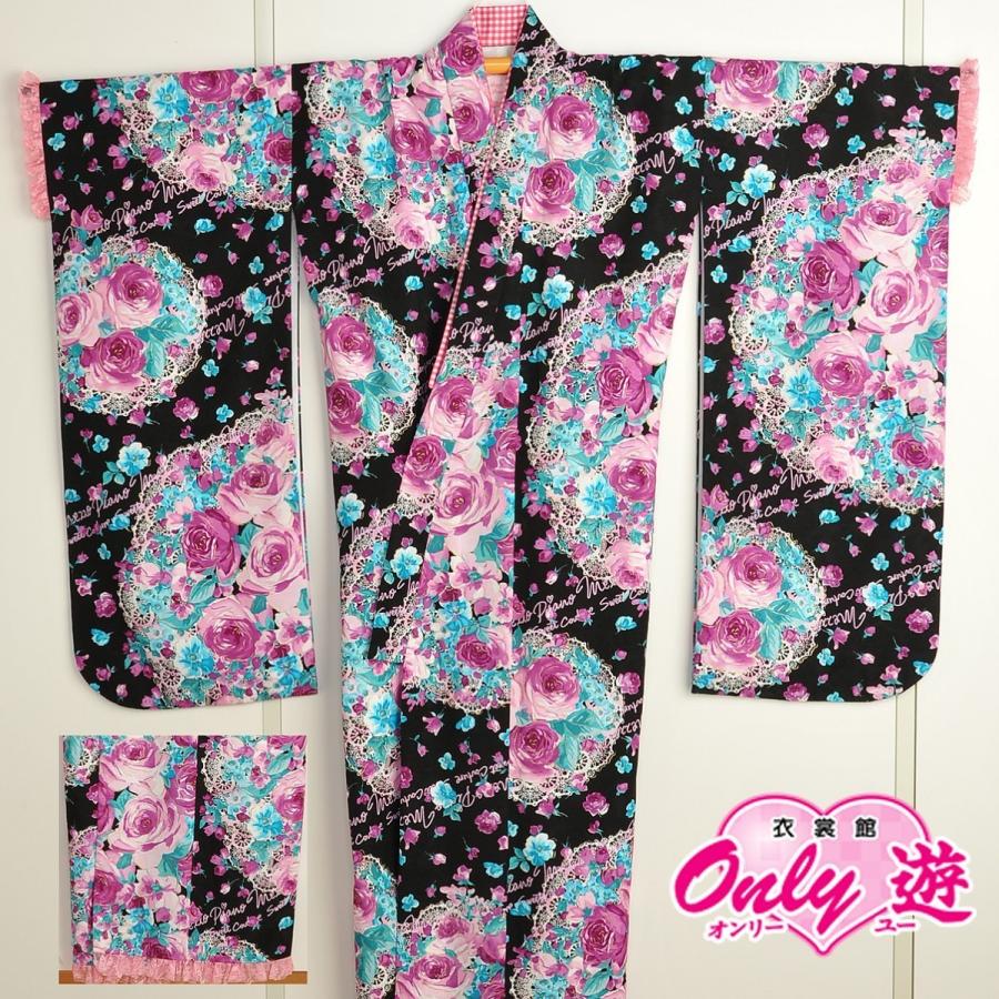 ジュニア着物 女の子 メゾピアノ 13 181im Mサイズ 小学校卒業式 十三参り 十歳の祝い レンタル ブランド ジュニア振袖 小紋柄 黒 バラ 着物レンタル 13 181im 京都衣裳館オンリー遊スタジオ醍醐 通販 Yahoo ショッピング