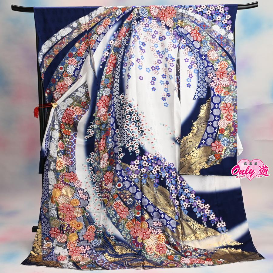 aus☆aya　やまと誂　振袖フルセット　美品　たたき染め A130-RF0780-A24/振袖セット/慶長/オーダーレンタル/十日町友禅/20