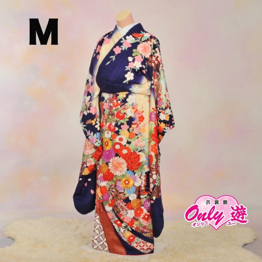 振袖セット/レンタル/Girls mode/20-486NK/Mサイズ/レディース/結婚式/卒業式/振袖/ブランド/紺/古典柄/正絹/着物レンタル/