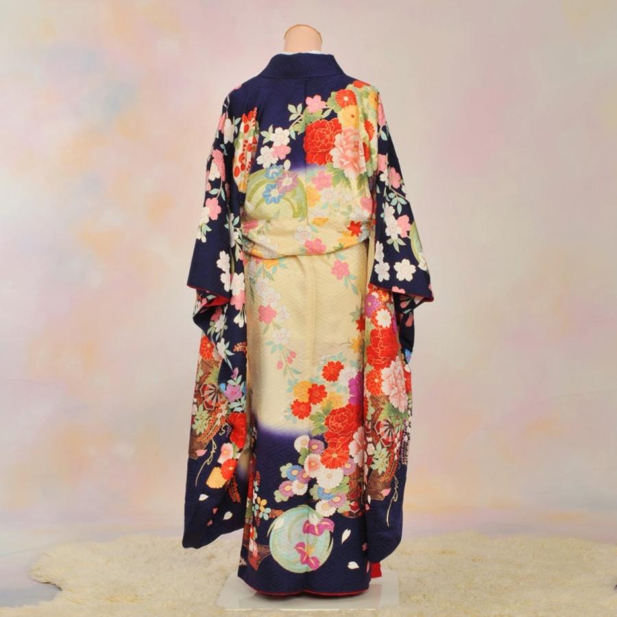 （新品,未開封） 振袖セット/レンタル/Girls mode/20-486NK/Mサイズ/レディース/結婚式/卒業式/振袖/ブランド/紺/古典柄/正絹/着物レンタル/ 【FKP2976328709】(106920円)