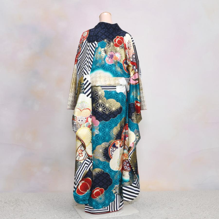 振袖セット/レンタル/Ma Minette/20-781NB/Lサイズ/レディース/成人式/振袖/ブランド/ターコイズブルー/レトロポップ/正絹/着物レンタル/ 
