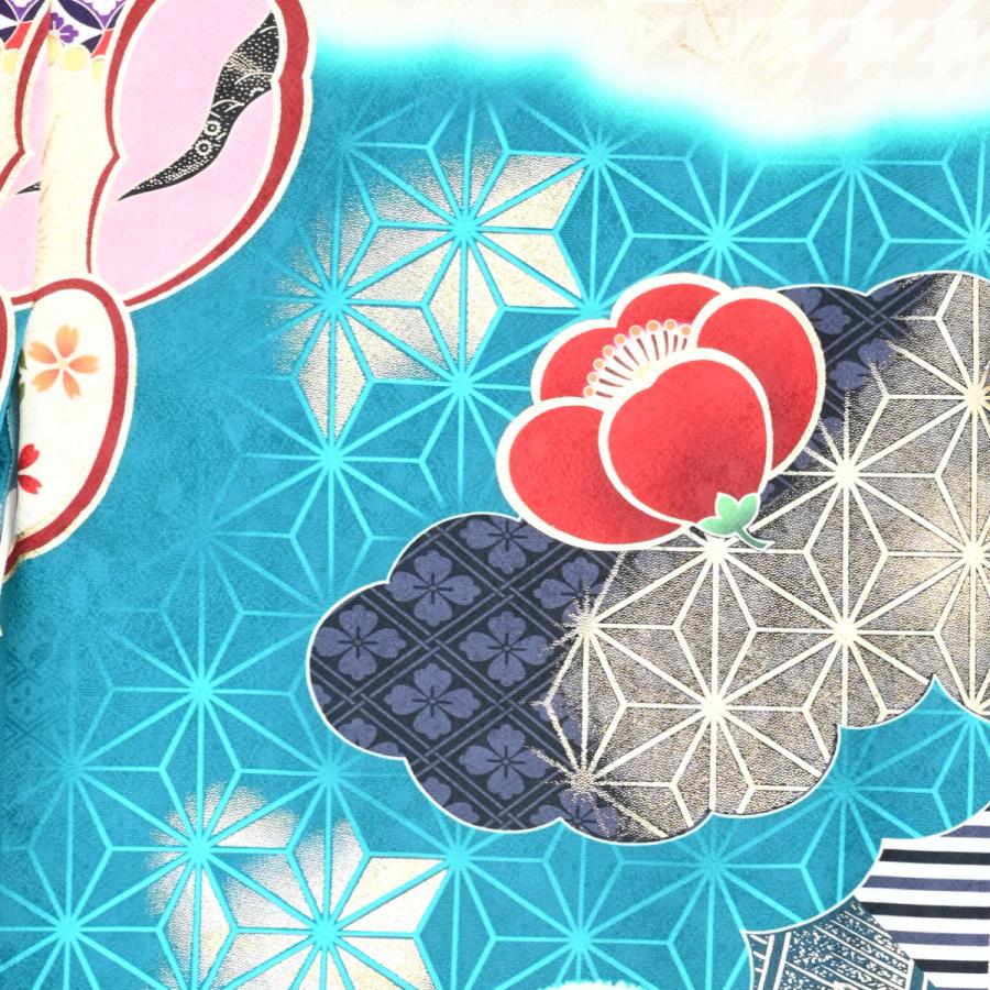 振袖セット/レンタル/Ma Minette/20-781NB/Lサイズ/レディース/成人式/振袖/ブランド/ターコイズブルー/レトロポップ/正絹/着物レンタル/ 