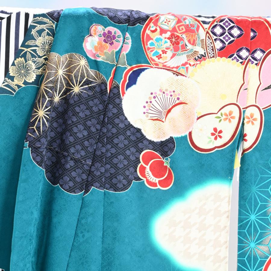 ★レア物 新品未開封 振袖セット/レンタル/Ma Minette/20-781NB/Lサイズ/レディース/成人式/振袖/ブランド/ターコイズブルー/レトロポップ/正絹/着物レンタル/ 【EI2863031169】(102850円)