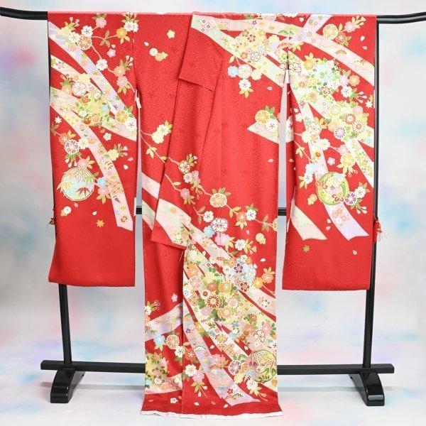 中古 振袖セット/十日町振袖/吉澤の友禅/吾妻徳穂 踊りの世界/20-797NB/Lサイズ/レディース/成人式/ブランド/古典柄/正絹/着物 【CEG3368269540】(121000円)