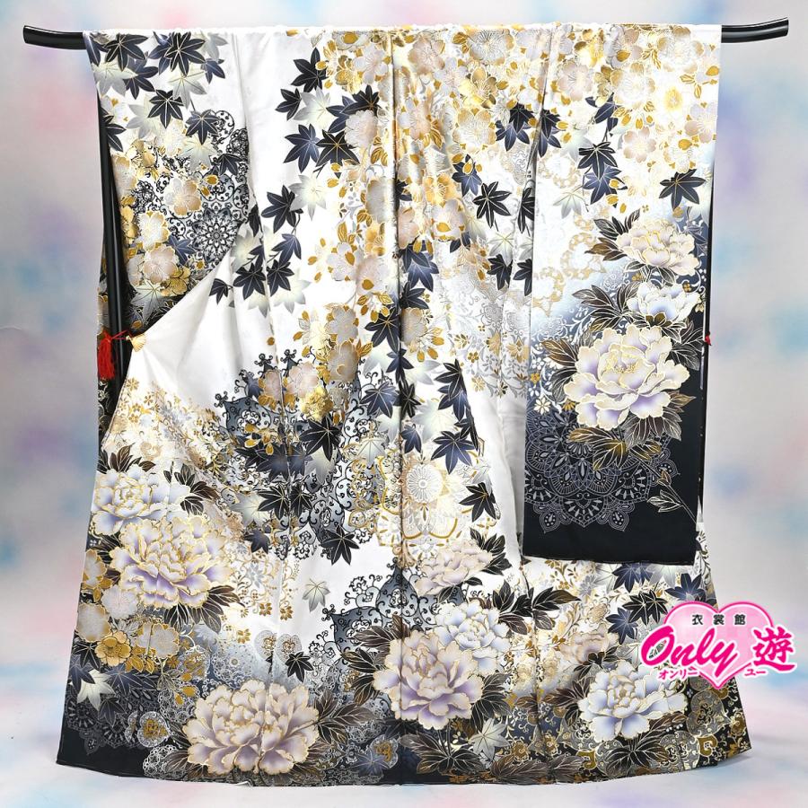振袖セット/レンタル/20-916NB/Mサイズ/レディース/成人式/振袖/白/金彩/クール/正絹/着物レンタル/