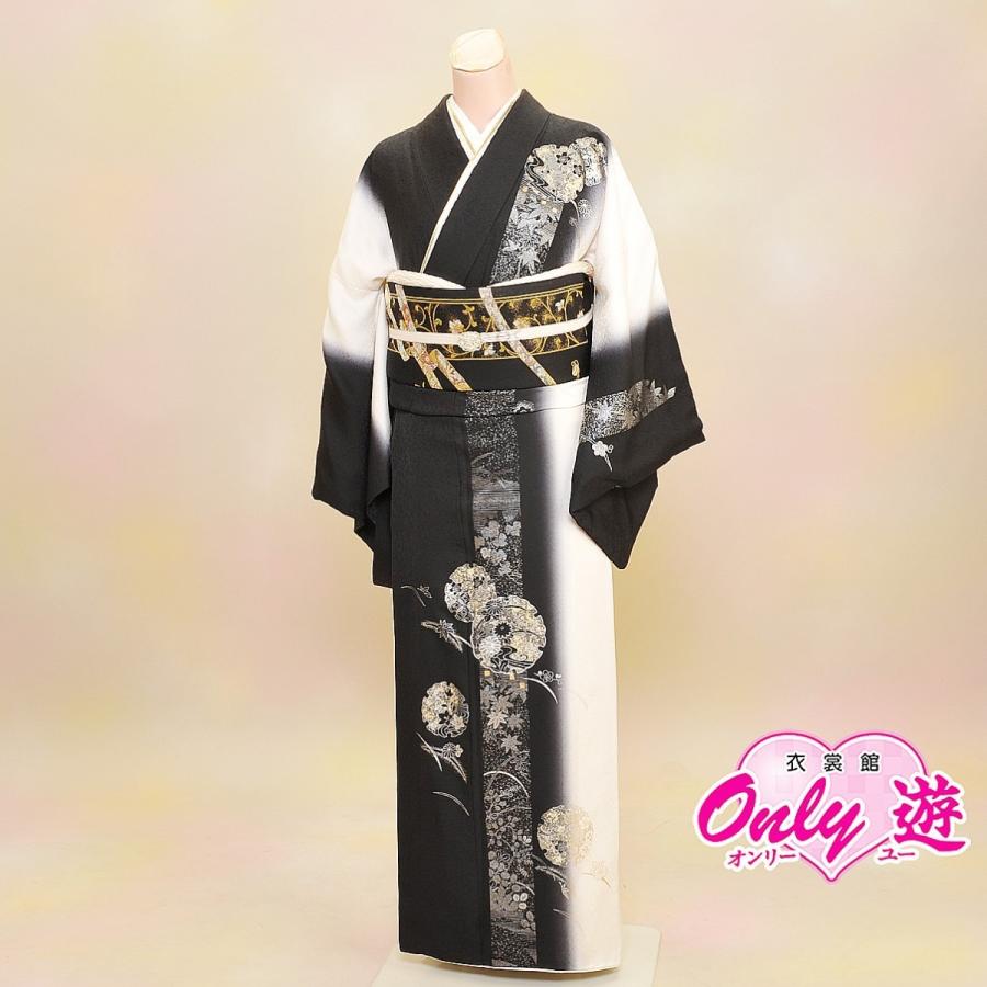 【新品袋帯】【訪問着セット】レディース/30-108BN/LLサイズ//結婚式/入学式/卒業式/レンタル/訪問着/フォーマル/白黒/京友禅/正絹/着物レンタル