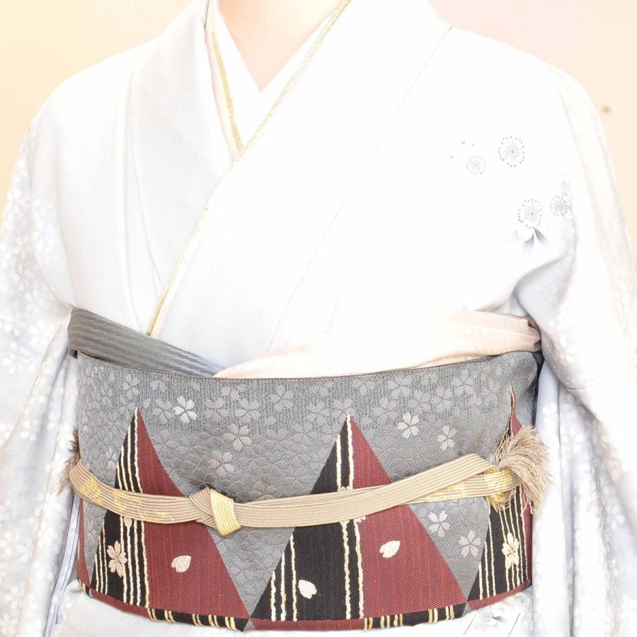 【訪問着セット】レディース/30-119BN/35-206NK/Lサイズ/結婚式/入学式/卒業式/レンタル/訪問着/フォーマル/グレー/京友禅/正絹/着物レンタル 帯〆