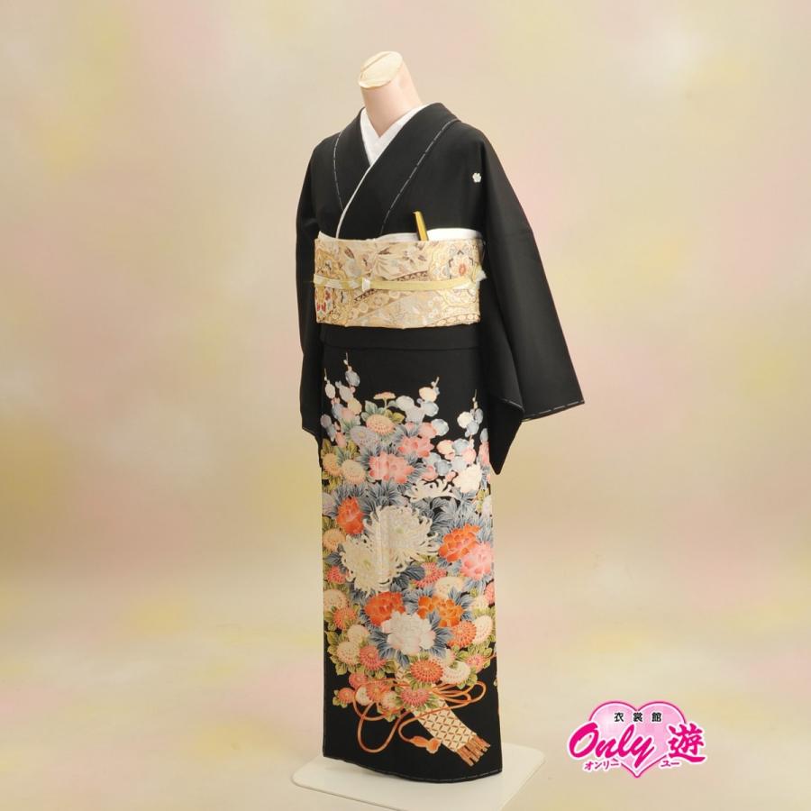 最新の激安 留袖セット レディース 40 027bn Mサイズ 結婚式 レンタル 黒留袖 フォーマル 五ツ紋 五三の桐 正絹 着物レンタル 再再販 Www Hareer Com Pk