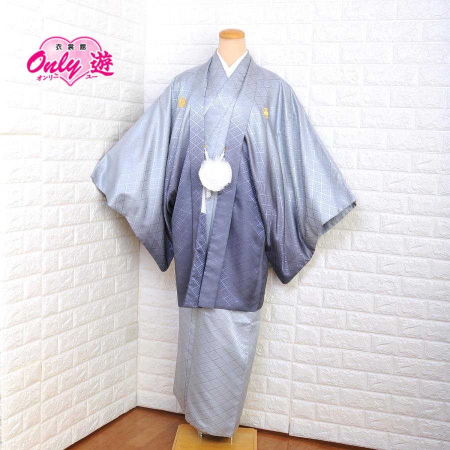 国内配送 殿方和装 着流し メンズ 50 605nb 5号 街着 レンタル フォーマル グレー 紋付 五ツ紋 丸に違い鷹の羽 着物 羽織 アンサンブル 着物レンタル 海外最新 Zoetalentsolutions Com