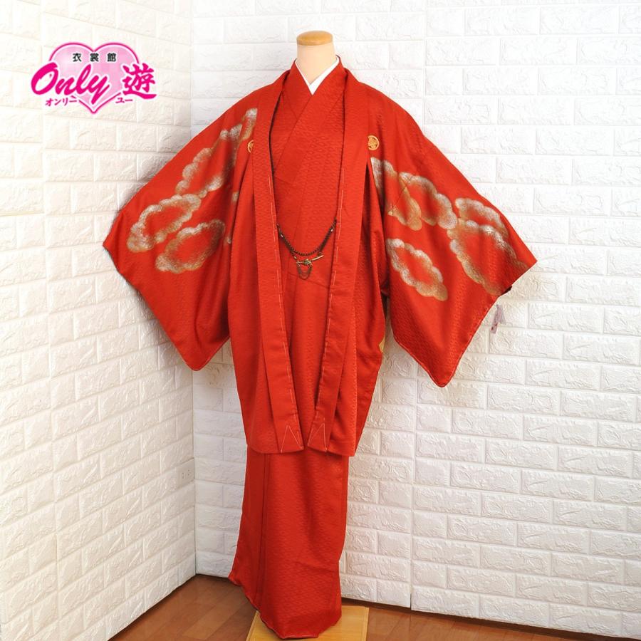 殿方和装 着流し メンズ 風神雷神 50 627rf 6号 街着 レンタル カジュアル ブランド 赤 紋付 丸に違い鷹の羽 着物 羽織 アンサンブル 着物レンタル 50 627rf 京都衣裳館オンリー遊スタジオ醍醐 通販 Yahoo ショッピング