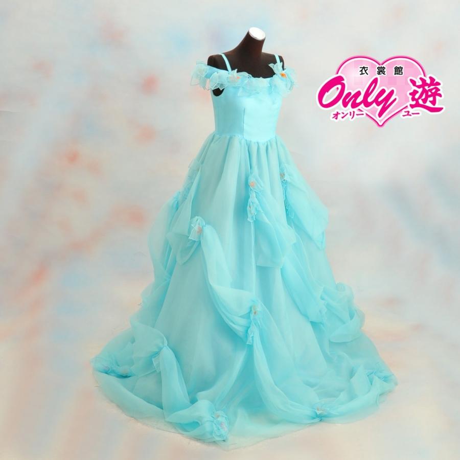 D17-/13-2069OI/ジュニアドレス/トレーンドレス/レンタル/女の子/15歳用/160cm/ブルー/