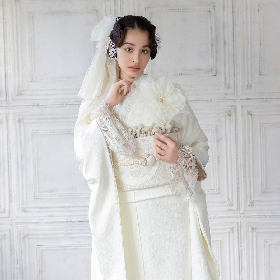 プレタ振袖セット/GF-65/ラフィネモカ/ローゼフルール/白/Lサイズ/成人