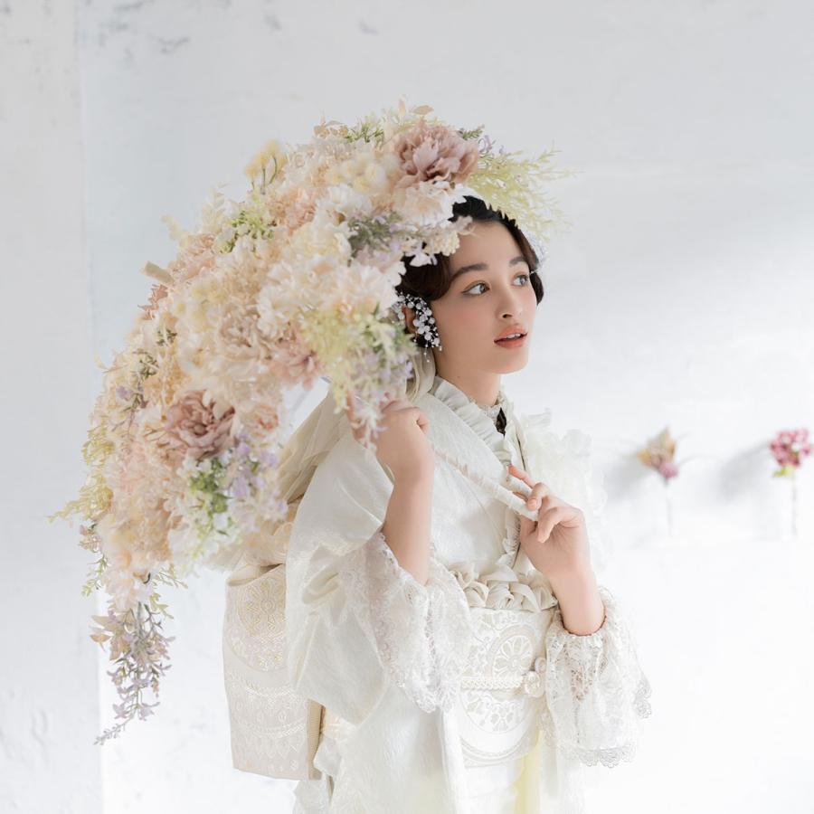 プレタ振袖セット/GF-65/ラフィネモカ/ローゼフルール/白/Lサイズ/成人