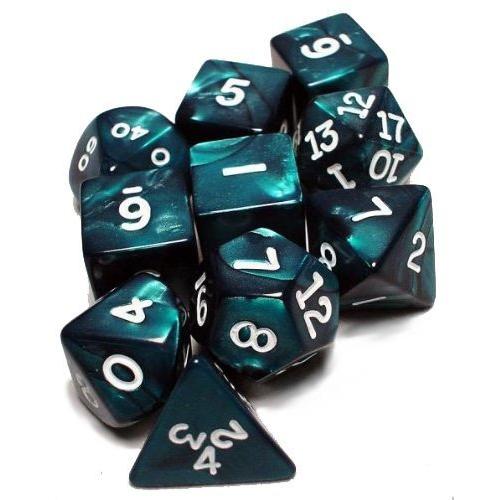 ダイス/サイコロ Pearlized Polyhedral(多面体) Emerald/White 10個セット