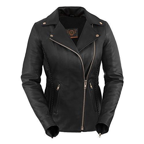 True要素レディースプレミアムMotorcycle編みレザージャケットブラック、サイズXS - 3?X L ) M ブラック TEAL34001CNPM