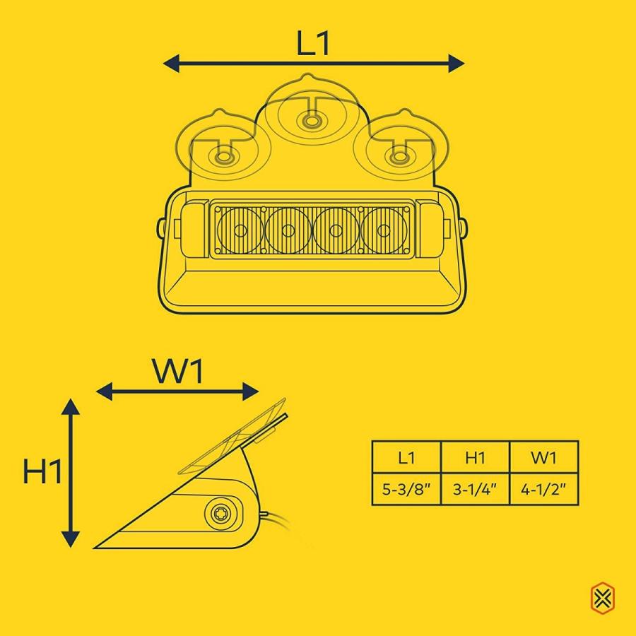 海外お取寄せ商品 超高輝度4 LED低プロファイルフロントガラスマウントデッキダッシュ緊急ストロボライト ブルー SBWL14-BW