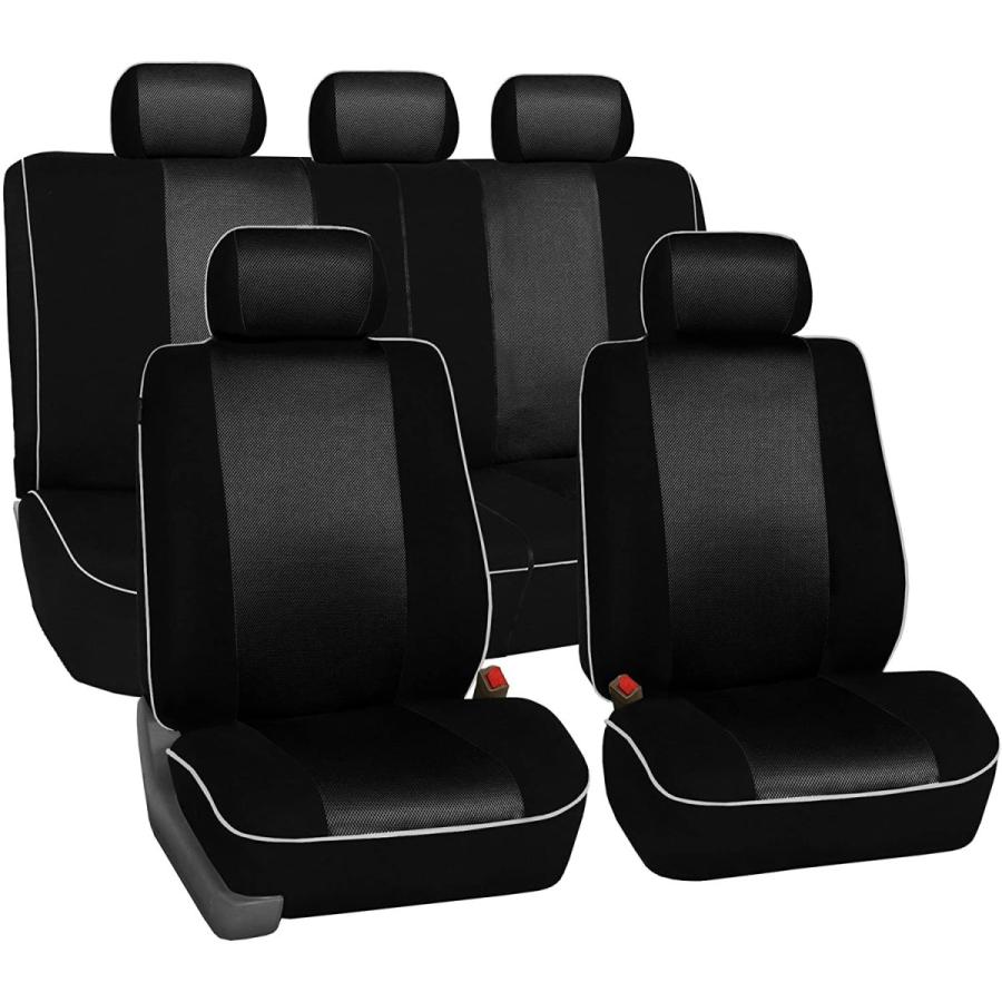 クリアランス安い Fhグループfb0633row 3行布車シートカバーwith Pipingエアバッグ 分割ready ブラック Fb063black Igjerstad No