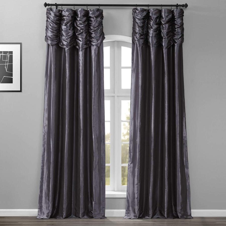 使い勝手の良い エクスクルーシブ ファブリック フリル付き ヘッダー ソリッド カラー フェイク シルク タフタ 108インチ カーテンパネル 50 X 108 グレ オブジェ 置き物 Www Oroagri Eu