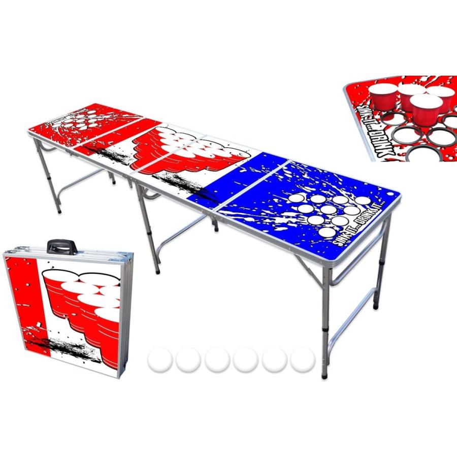 【新版】 PartyPongTables.com 8フィートビアポンテーブル オプションのカップ用の穴とLED変光ライト?-?テーブルデザイン11種類 (カスタ 【AAA9331405375】(33522円)