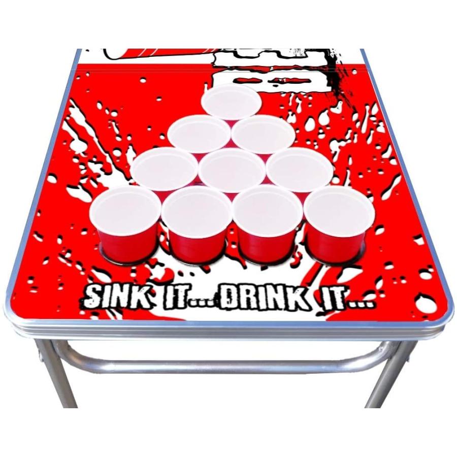 【新版】 PartyPongTables.com 8フィートビアポンテーブル オプションのカップ用の穴とLED変光ライト?-?テーブルデザイン11種類 (カスタ 【AAA9331405375】(33522円)